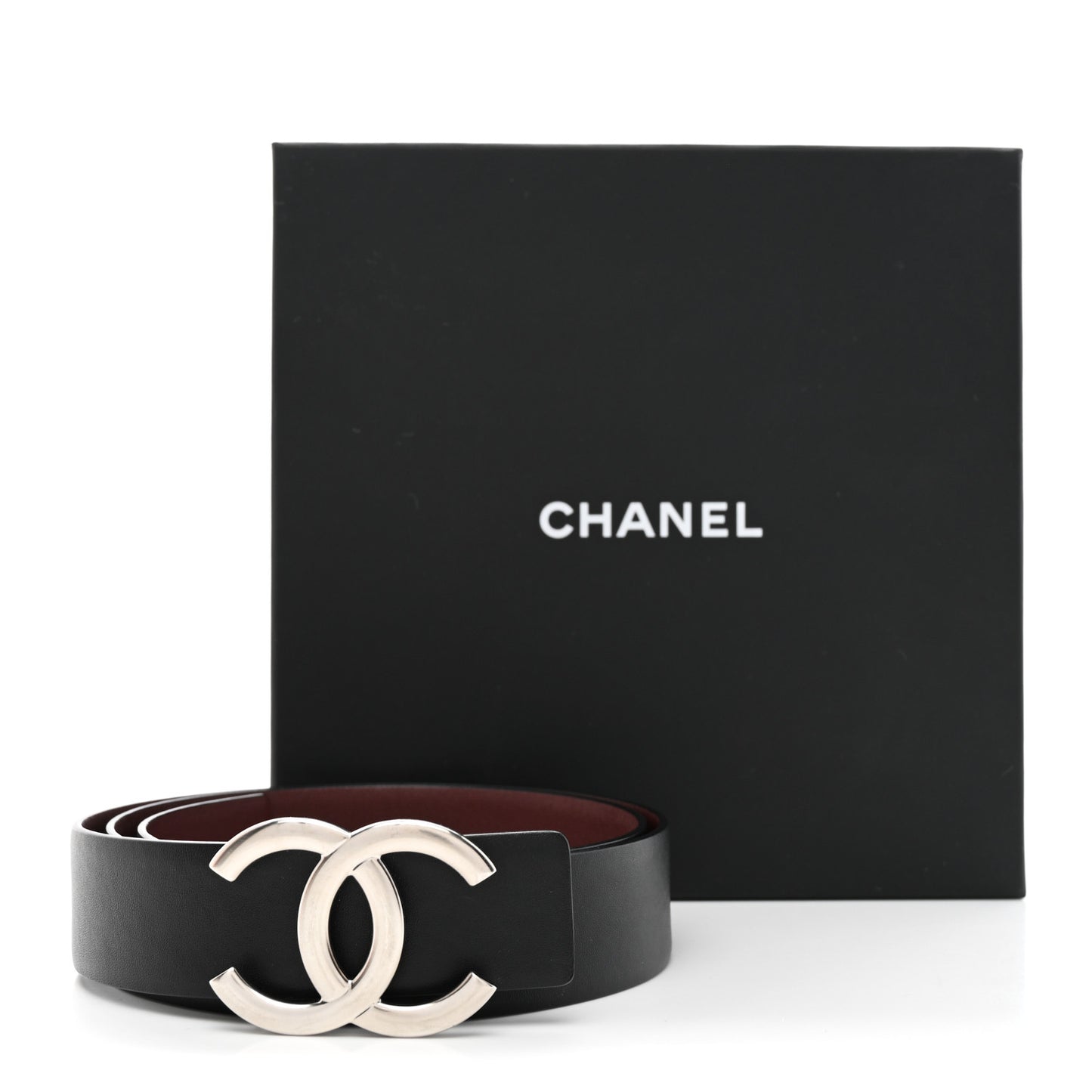 Calfskin CC Reversible Belt 80 32 Black Burgundy