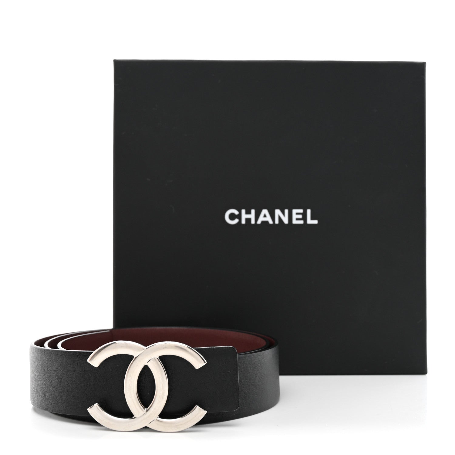 Chanel Calfskin CC Reversible Belt 80 32 Black Burgundy 8 of 8