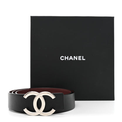 Chanel Calfskin CC Reversible Belt 80 32 Black Burgundy 8 of 8