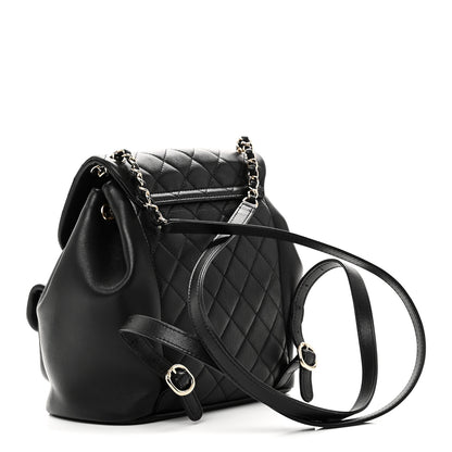 Chanel Lambskin Quilted Large Duma Drawstring Backpack Black 3 of 10