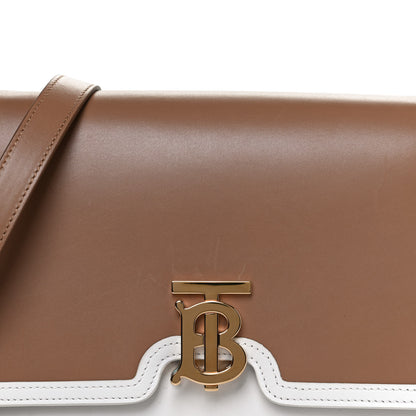 Burberry Smooth Calfskin Monogram Medium TB Bag Chalk White Camel 8 of 10