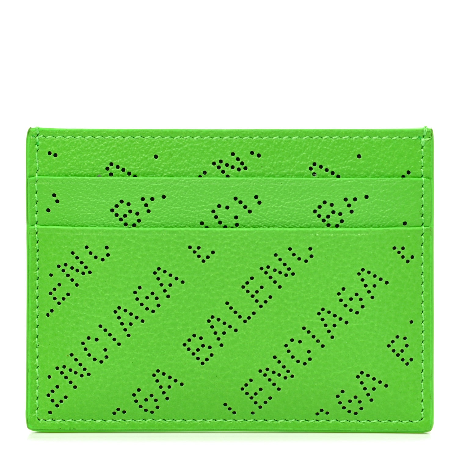 Balenciaga Calfskin Logo Perforated Cash Card Holder Acid Green 1 of 8