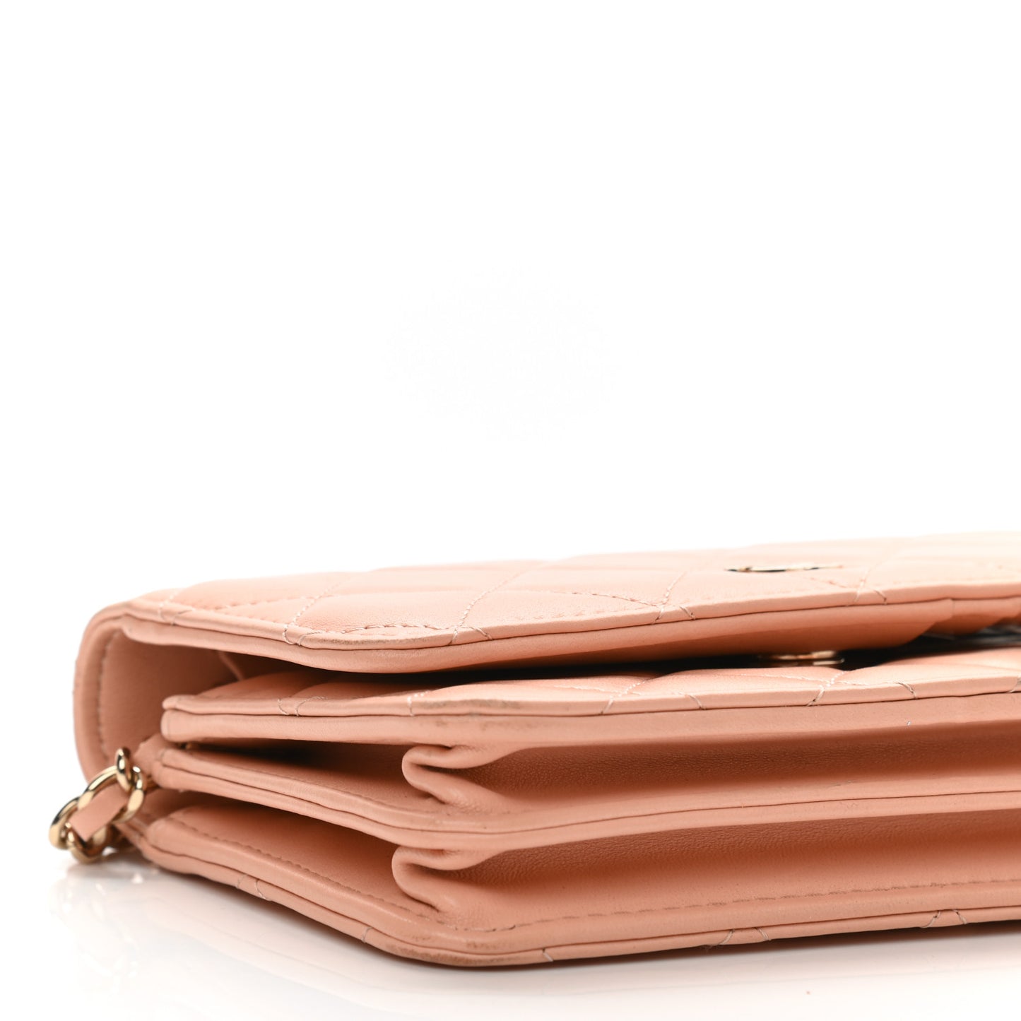 Lambskin Quilted Mini Wallet On Chain WOC Light Pink