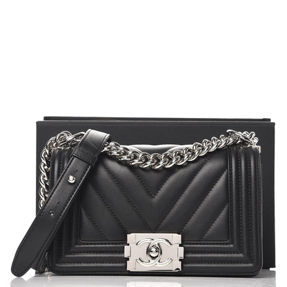 Chanel Calfskin Chevron Quilted Small Boy Flap Black 11 of 11