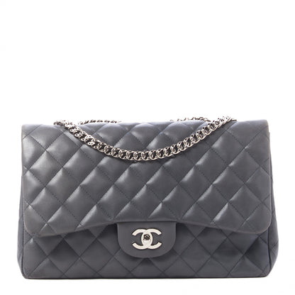Chanel Lambskin Quilted Jumbo Single Flap Bijoux Chain Dark Grey 1 of 10
