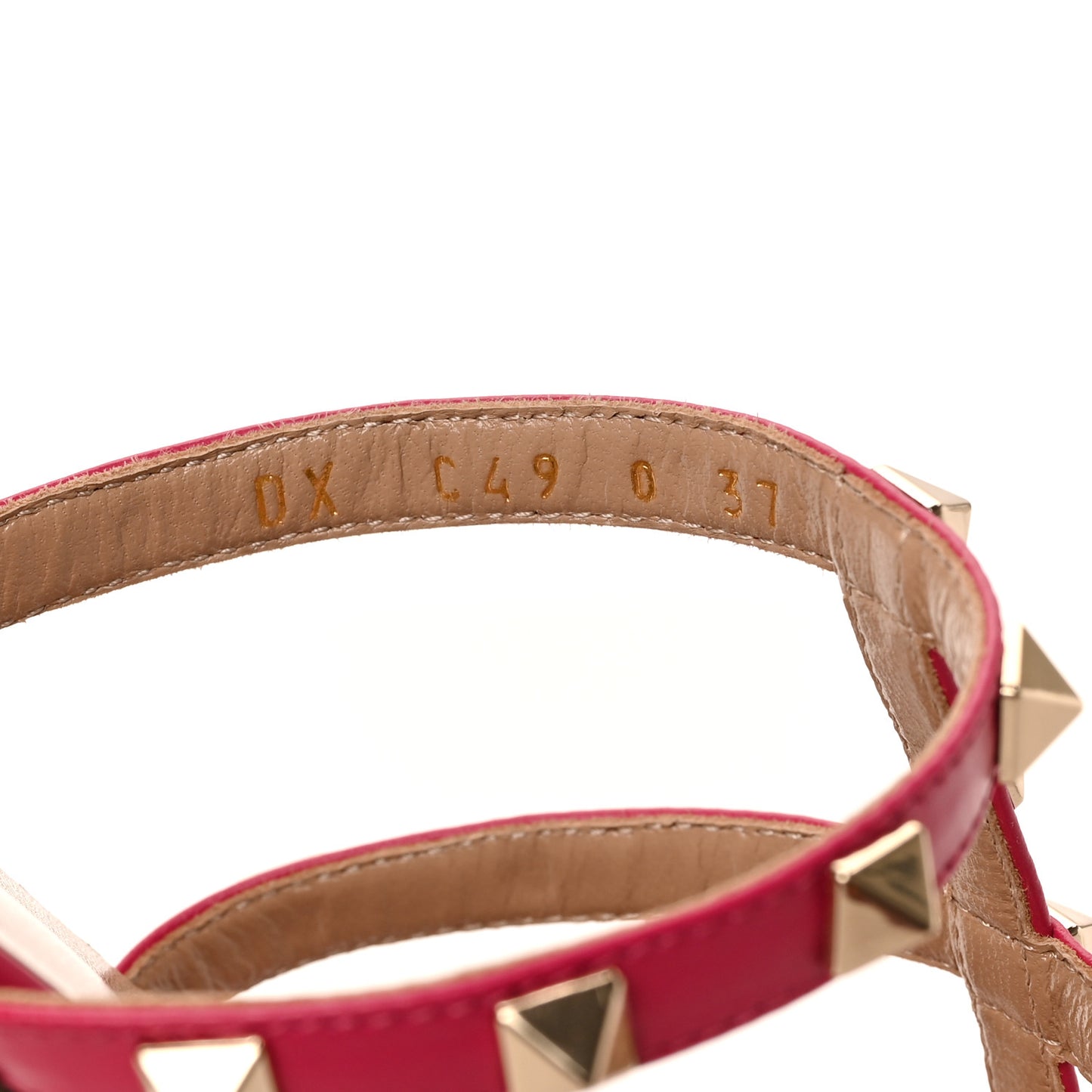 Nappa Rockstud Caged Flat Slide Sandals 37 Magenta