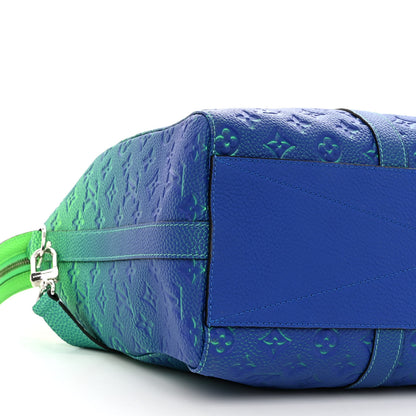 Louis Vuitton Taurillon Illusion Keepall Tote Bleu Vert 8 of 9
