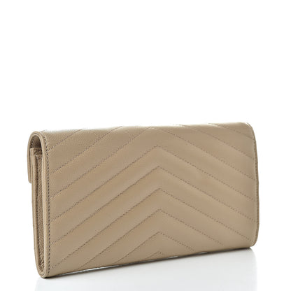 Saint Laurent Grain De Poudre Matelasse Chevron Monogram Flap Wallet Famme 3 of 8