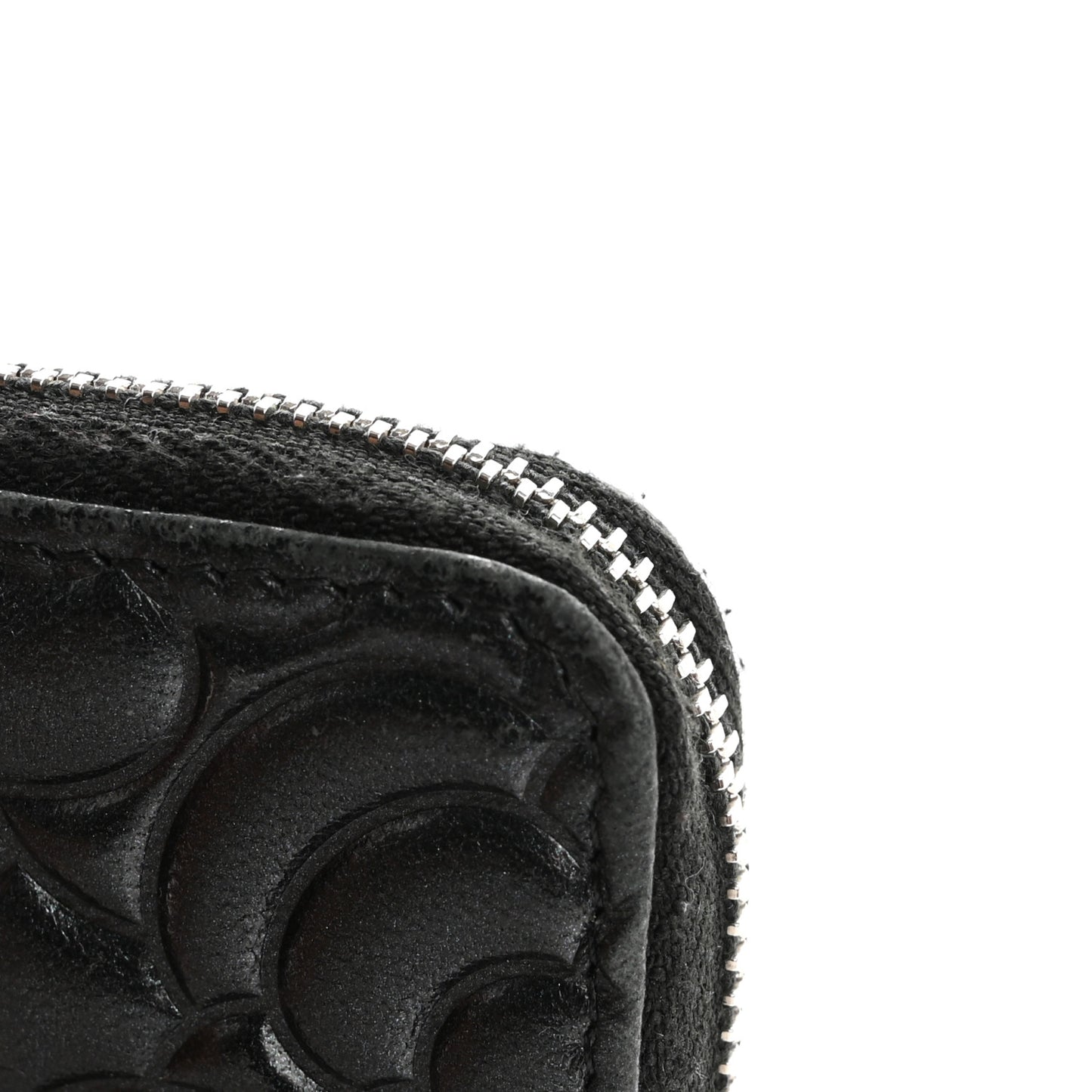 Lambskin Camellia Embossed Key Holder Case Black