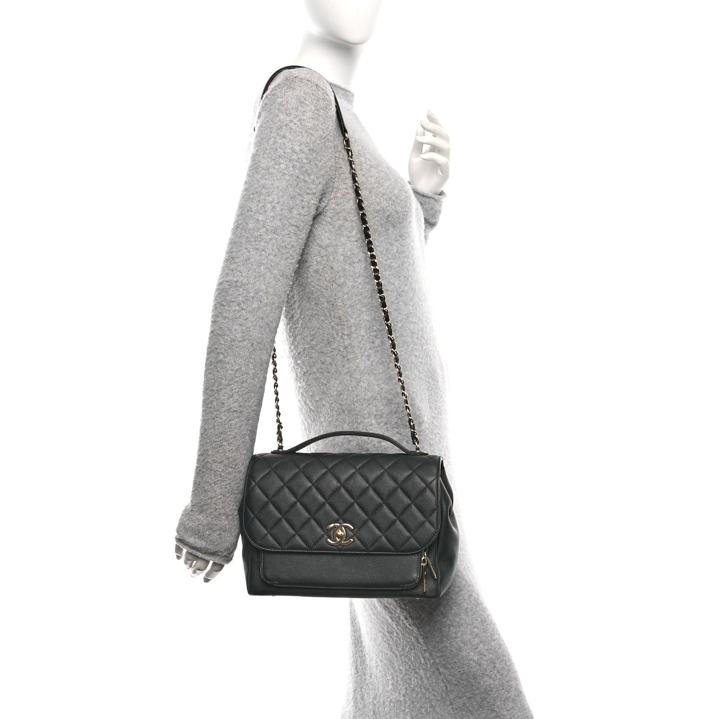 Caviar Quilted Large Business Affinity Flap Black
