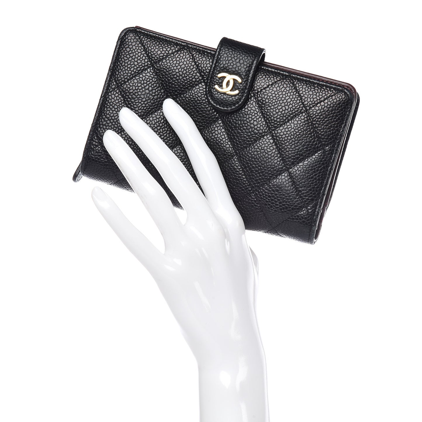 Caviar Quilted Zipped Pocket Wallet Black