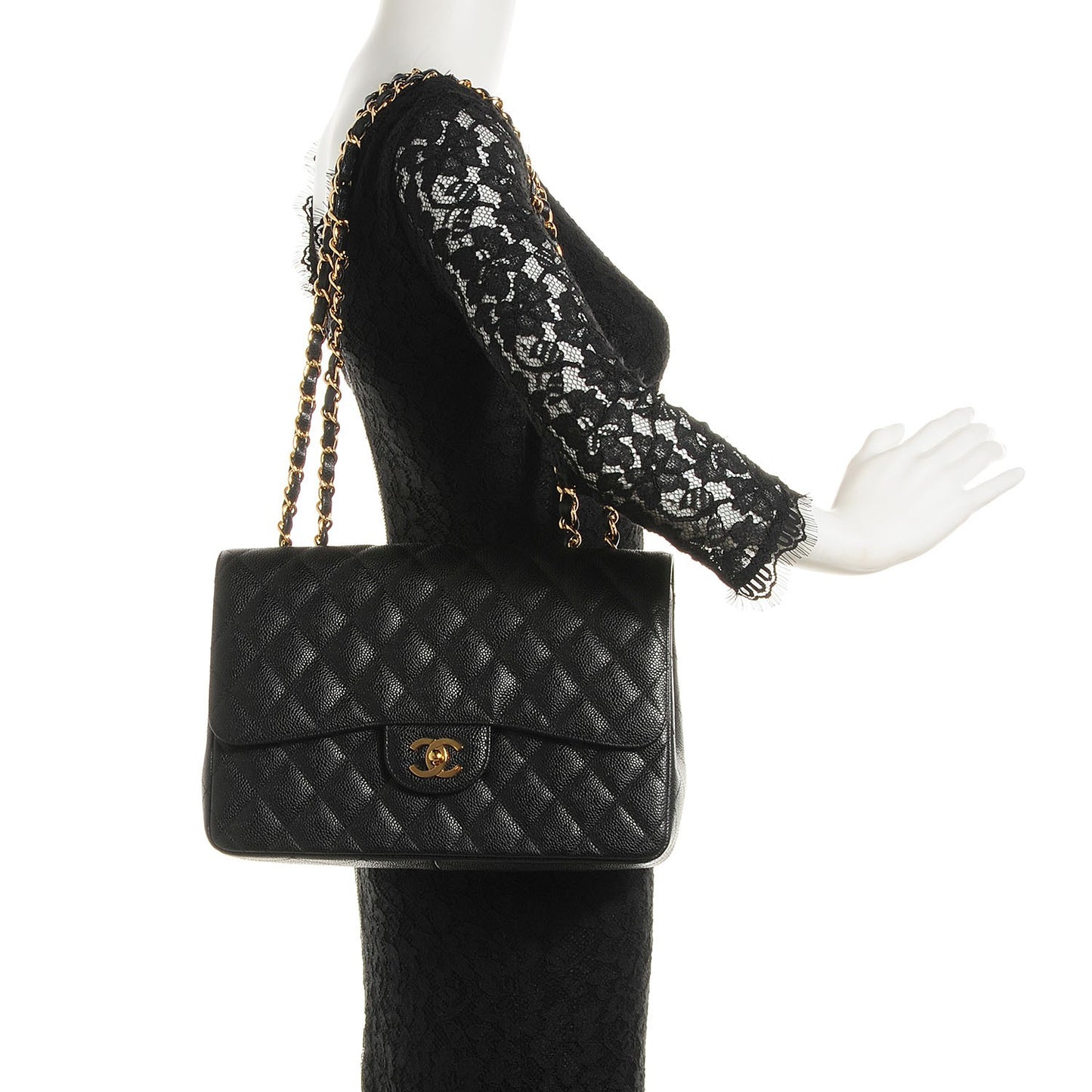 Caviar Quilted Jumbo Single Flap Black