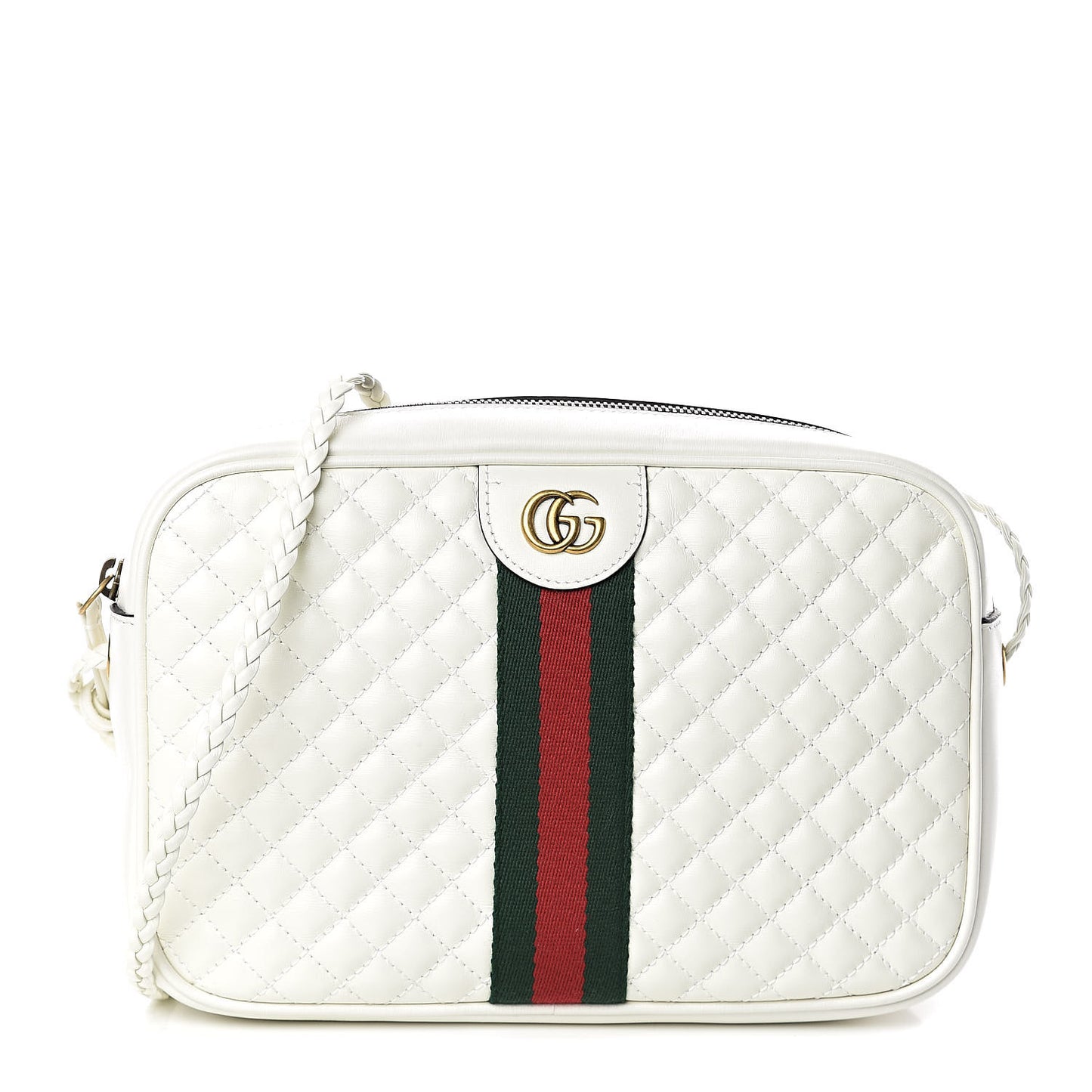 Calfskin Web Trapuntata Small Shoulder Bag Off White