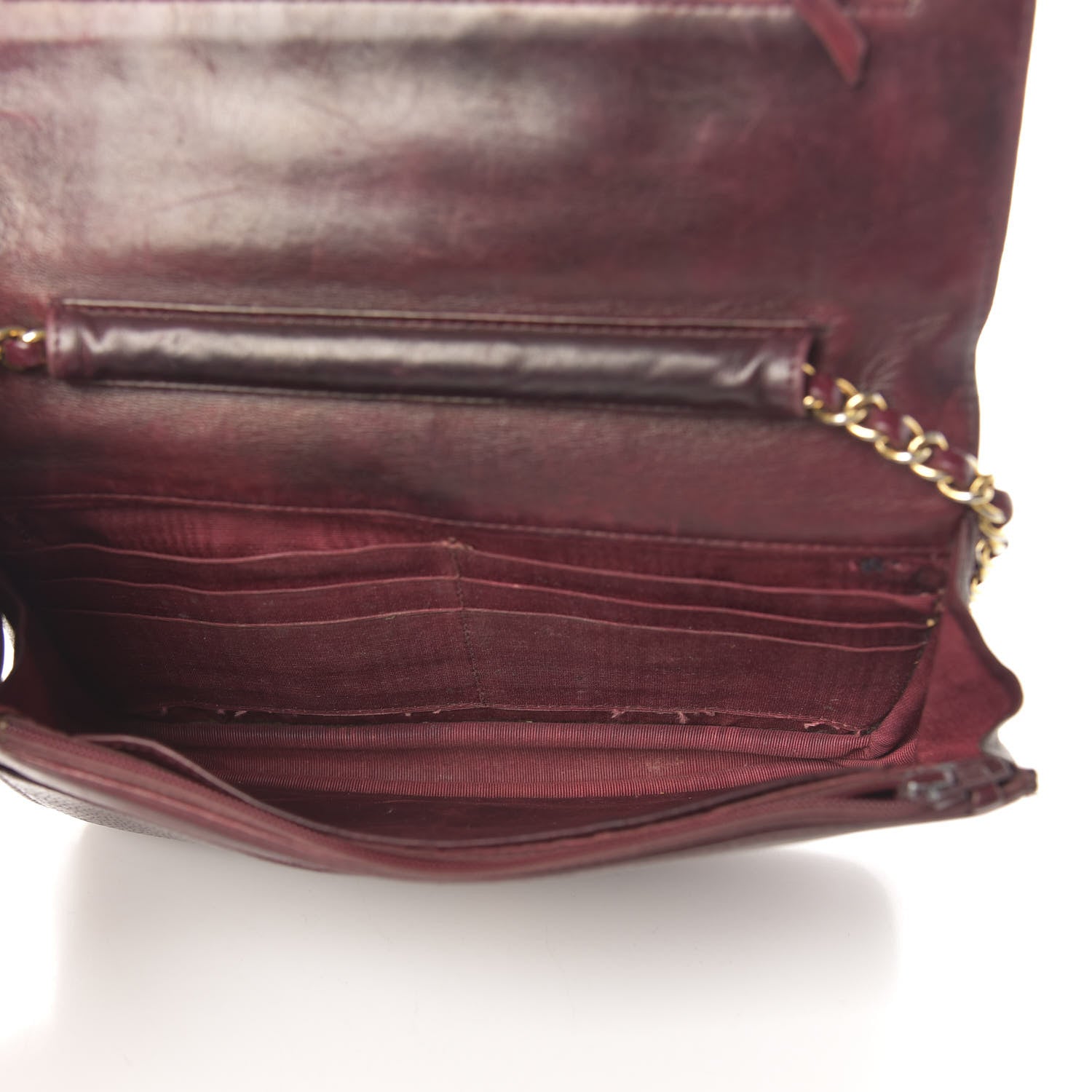 Chanel Caviar Timeless CC Wallet on Chain WOC Dark Red 5 of 18
