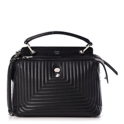 Fendi Shiny Nappa Trapuntata Small DotCom Click Top Handle Chain Satchel Black 1 of 13