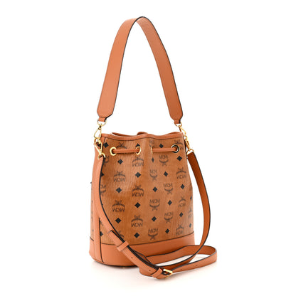 MCM Visetos Medium Dessau Drawstring Bucket Bag Cognac 4 of 13