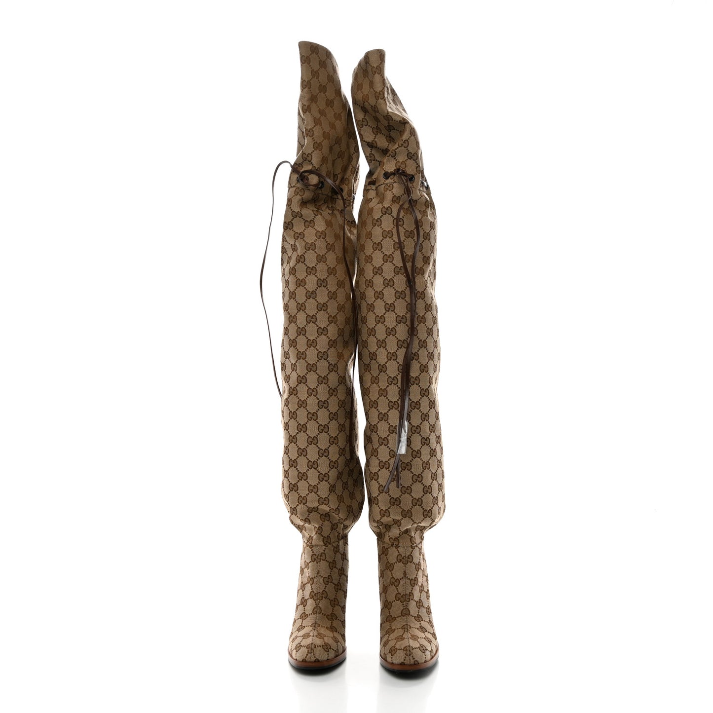 Monogram Over the Knee Boots 36 Beige Ebony