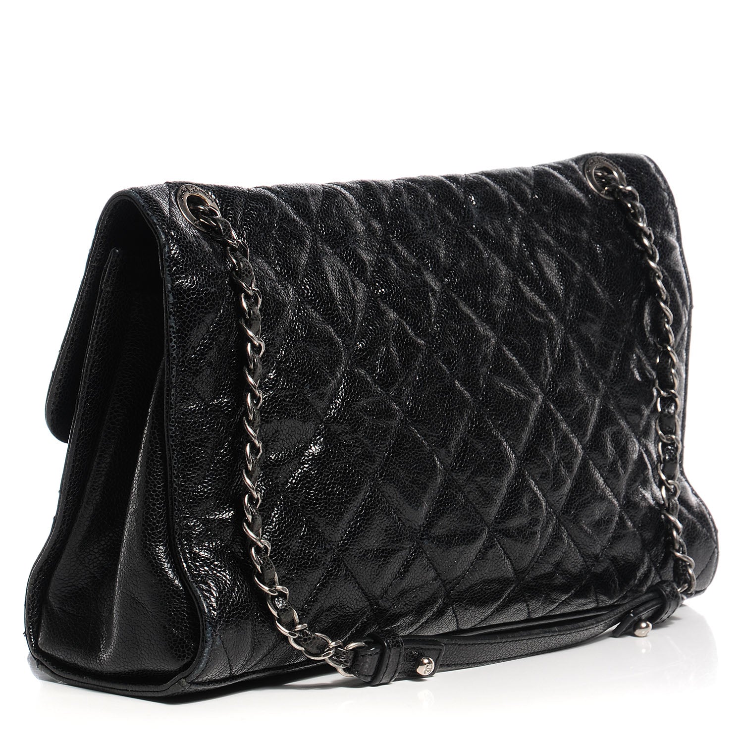 Chanel Crumpled Grained Calfskin CC Crave Jumbo Flap Black 3 of 9