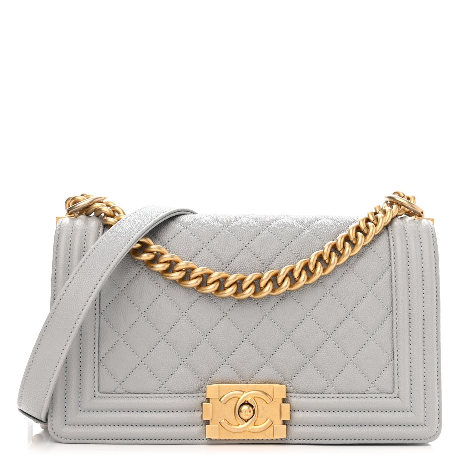 Chanel Caviar Quilted Medium Boy Flap Light Grey 1 of 10