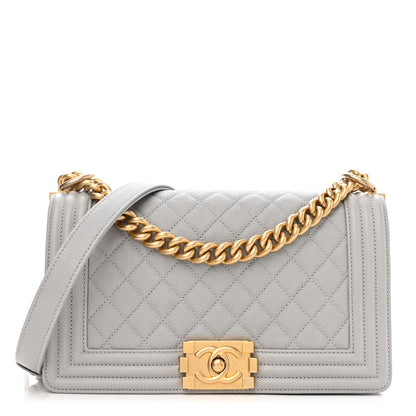 Chanel Caviar Quilted Medium Boy Flap Light Grey 1 of 10