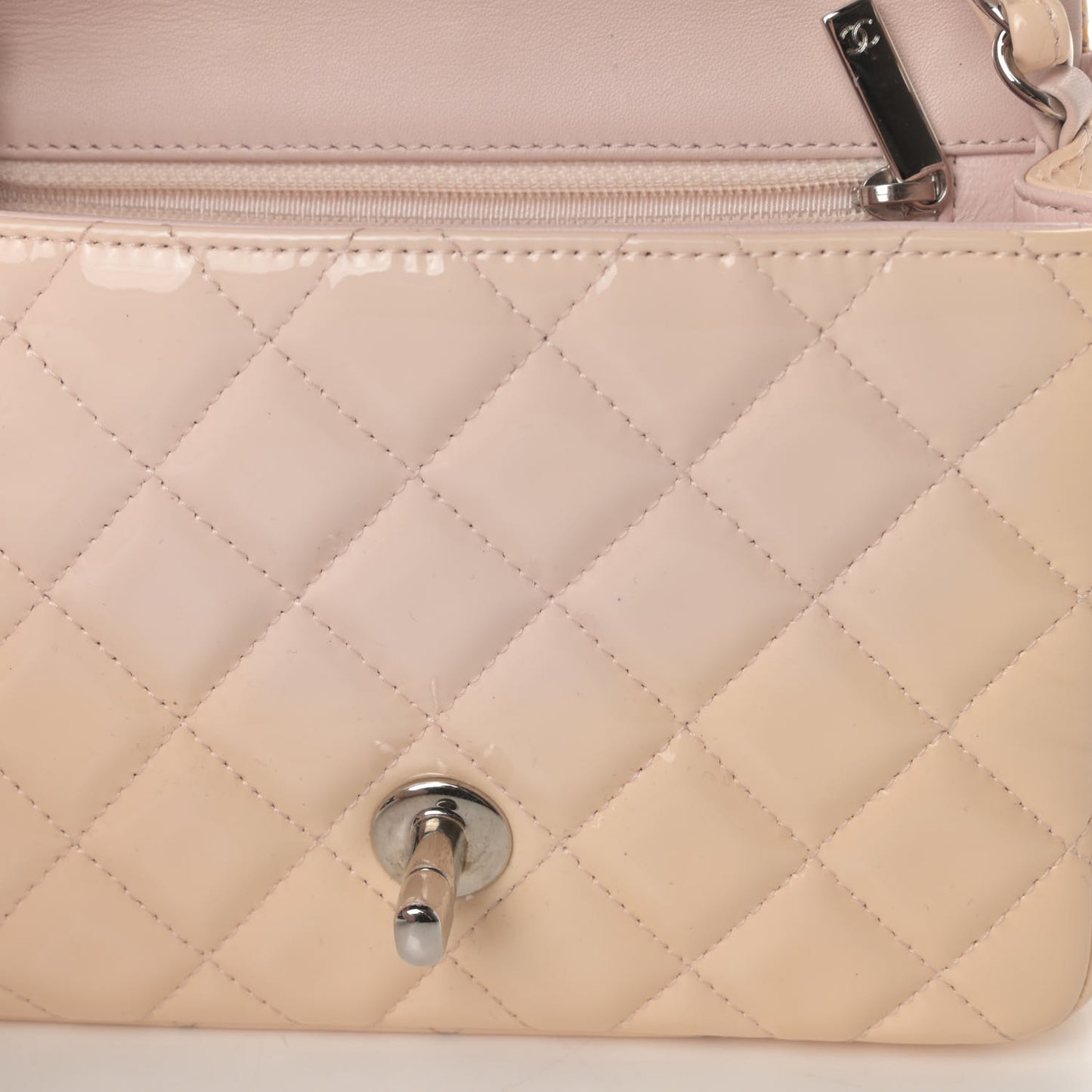 Patent Quilted Mini Square Flap Light Pink