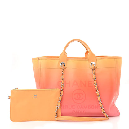 Chanel Shaded Calfskin Medium Deauville Tote Orange Coral Pink 3 of 17
