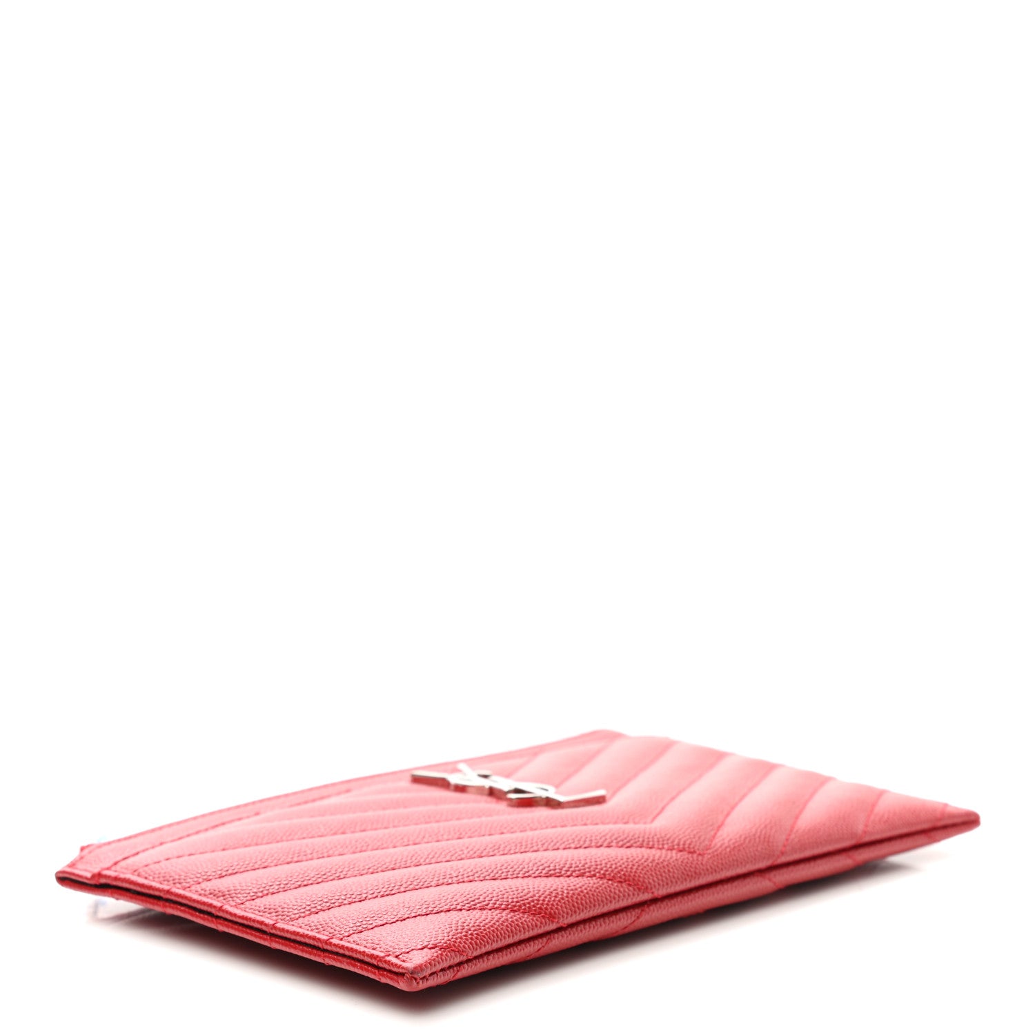 Saint Laurent Grain De Poudre Chevron Monogram Bill Pouch Rouge Eros 4 of 7