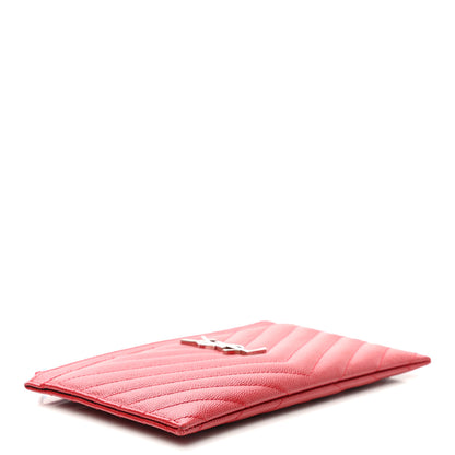 Saint Laurent Grain De Poudre Chevron Monogram Bill Pouch Rouge Eros 4 of 7