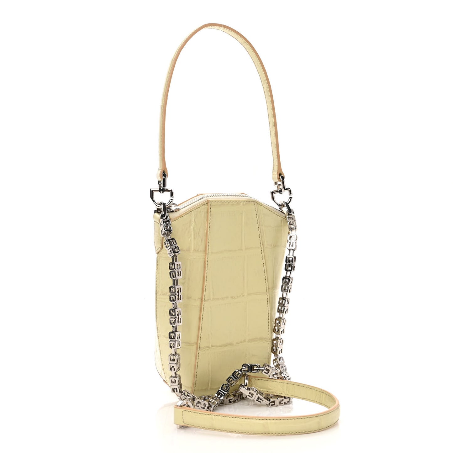 Calfskin Crocodile Embossed Mini Vertical Antigona Natural