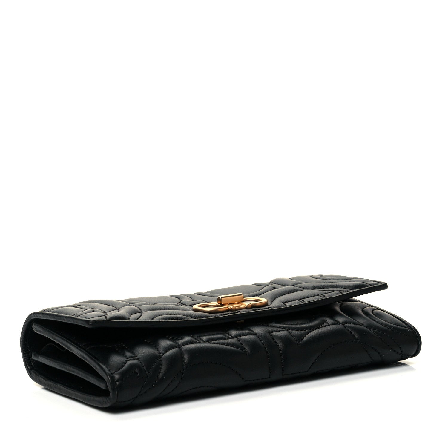 Salvatore Ferragamo Calfskin Quilted Continental Wallet Black 4 of 9