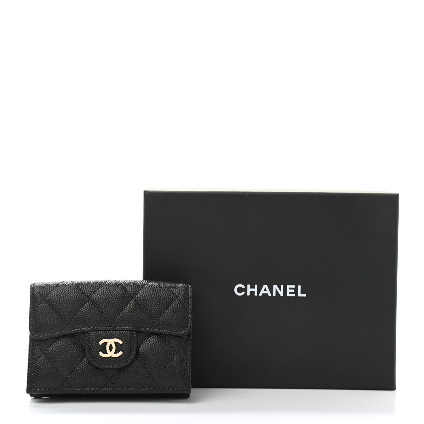 Caviar Quilted Double Flap Wallet Black
