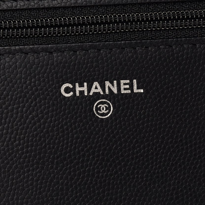 Chanel Caviar Camellia Embossed Wallet On Chain WOC Black 5 of 8