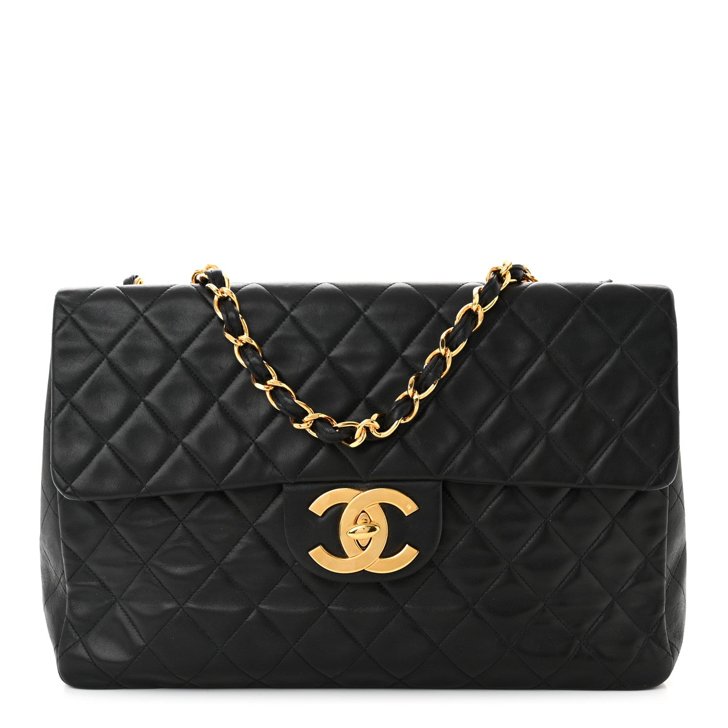 Chanel Lambskin Quilted XL Jumbo Single Flap Black 1 of 14