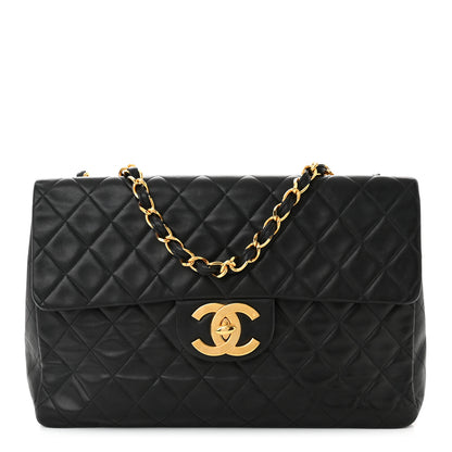 Chanel Lambskin Quilted XL Jumbo Single Flap Black 1 of 14