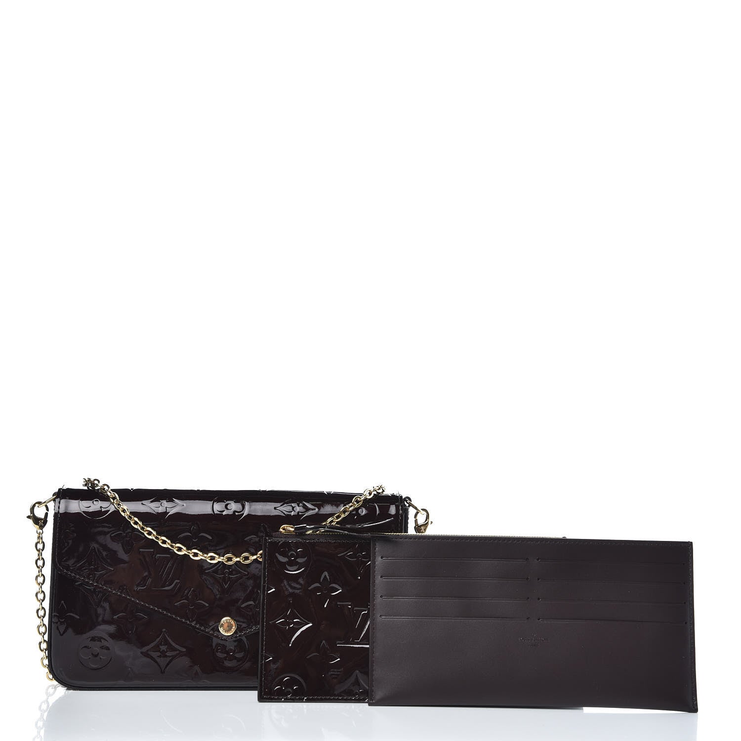 Louis Vuitton Vernis Pochette Felicie Chain Wallet Amarante 8 of 9