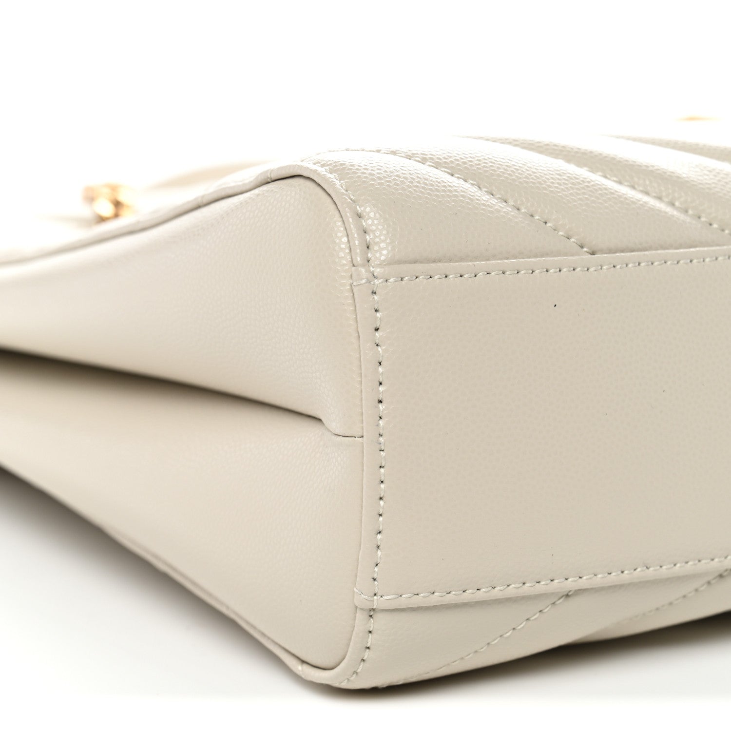 Saint Laurent Grain de Poudre Matelasse Chevron Medium Tribeca Shopping Bag Crema Soft 9 of 10