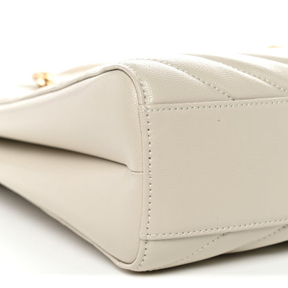 Saint Laurent Grain de Poudre Matelasse Chevron Medium Tribeca Shopping Bag Crema Soft 9 of 10