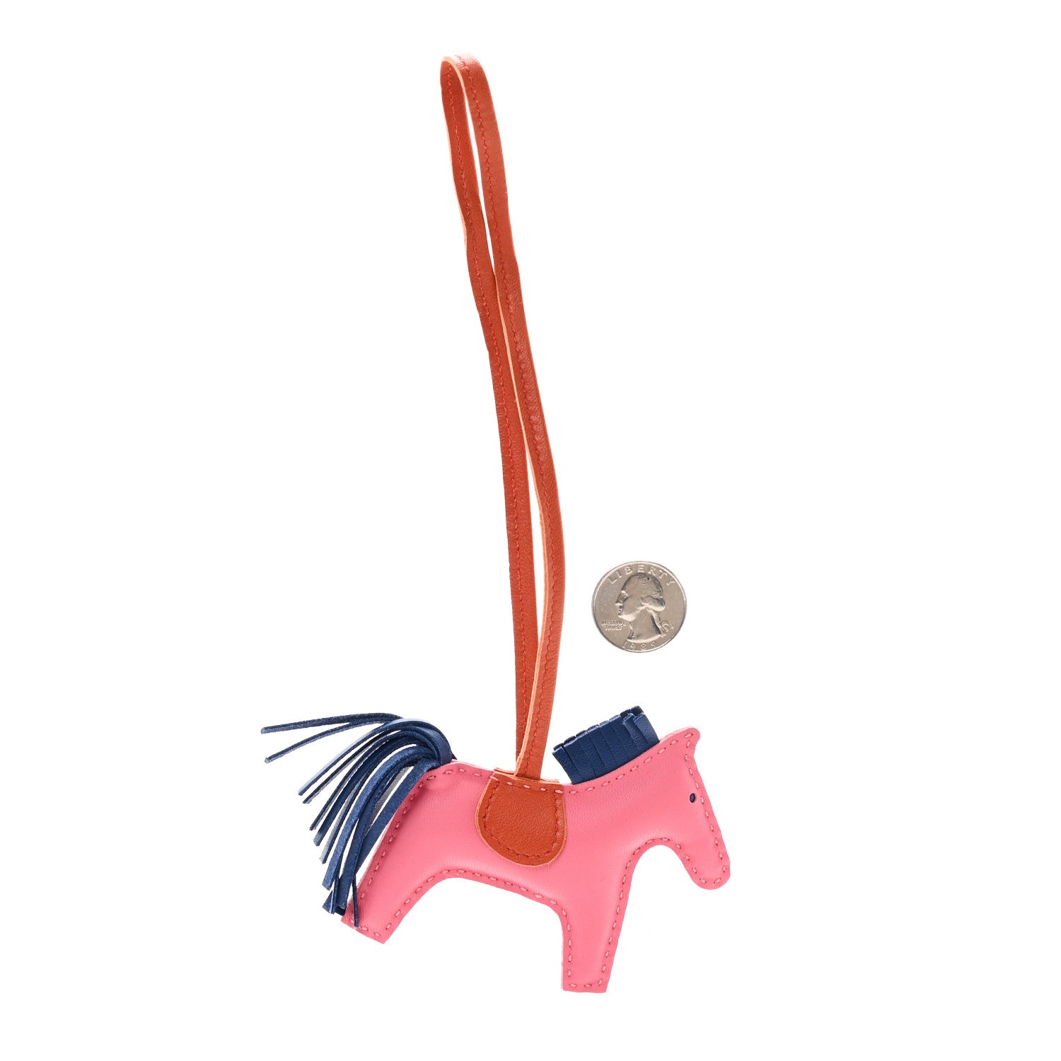 Hermes Milo Lambskin Grigri Rodeo Bag Charm PM Rose Azalee Cornaline Bleu De Malte 2 of 3