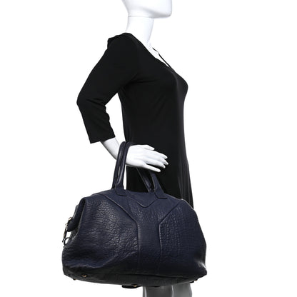 Saint Laurent Pebbled Lambskin Medium Easy Sac Navy 2 of 16