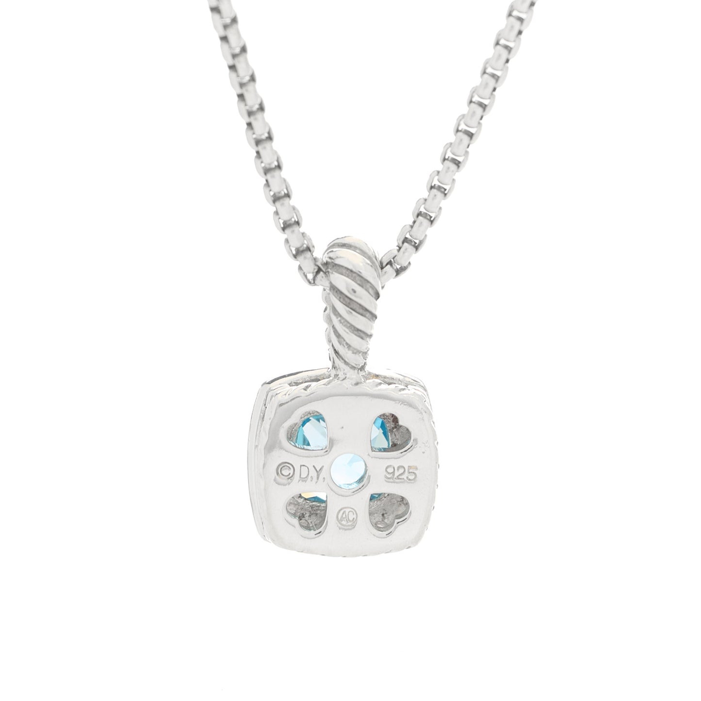 Sterling Silver Diamond Blue Topaz 7mm Petite Albion Pendant Necklace