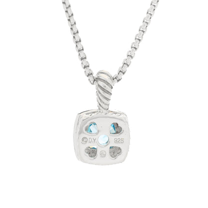 David Yurman Sterling Silver Diamond Blue Topaz 7mm Petite Albion Pendant Necklace 6 of 6
