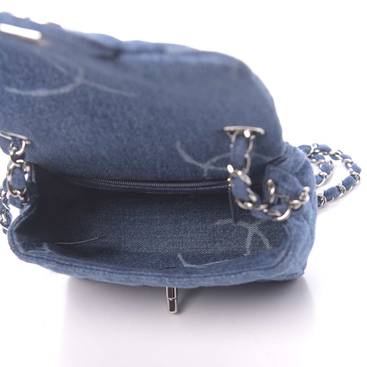 Denim CC Quilted Mini Square Flap Blue