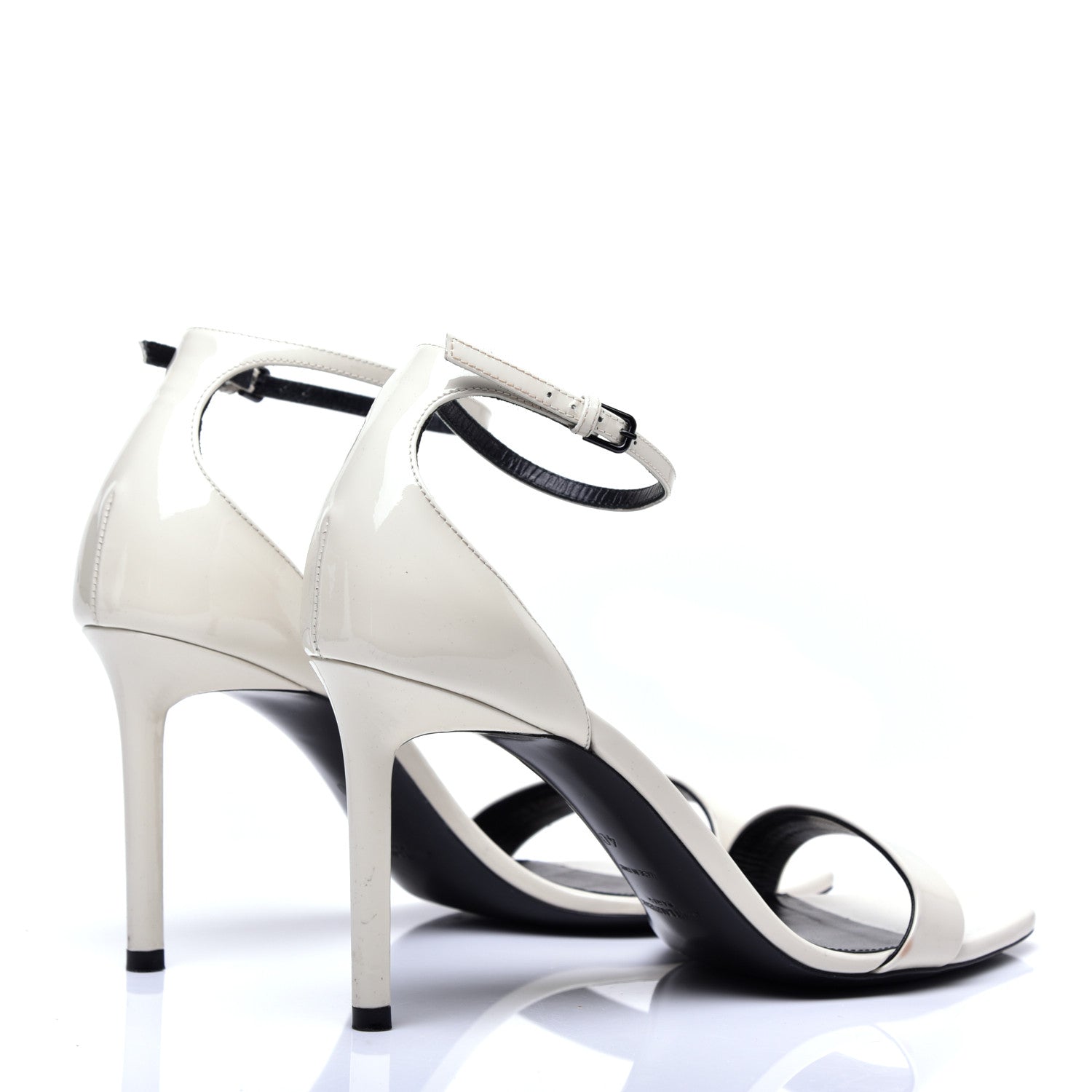 Saint Laurent Patent Calfskin Amber 105 Ankle Strap Sandals 40 White 4 of 8