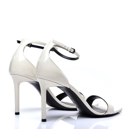 Saint Laurent Patent Calfskin Amber 105 Ankle Strap Sandals 40 White 4 of 8