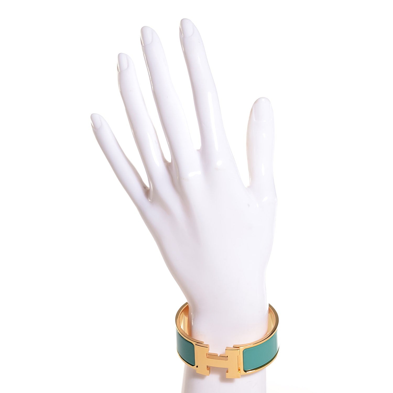 Hermes Enamel Wide Clic Clac H Bracelet PM Emeraude 2 of 7