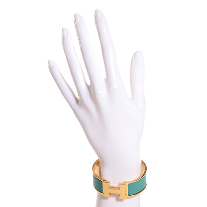 Hermes Enamel Wide Clic Clac H Bracelet PM Emeraude 2 of 7