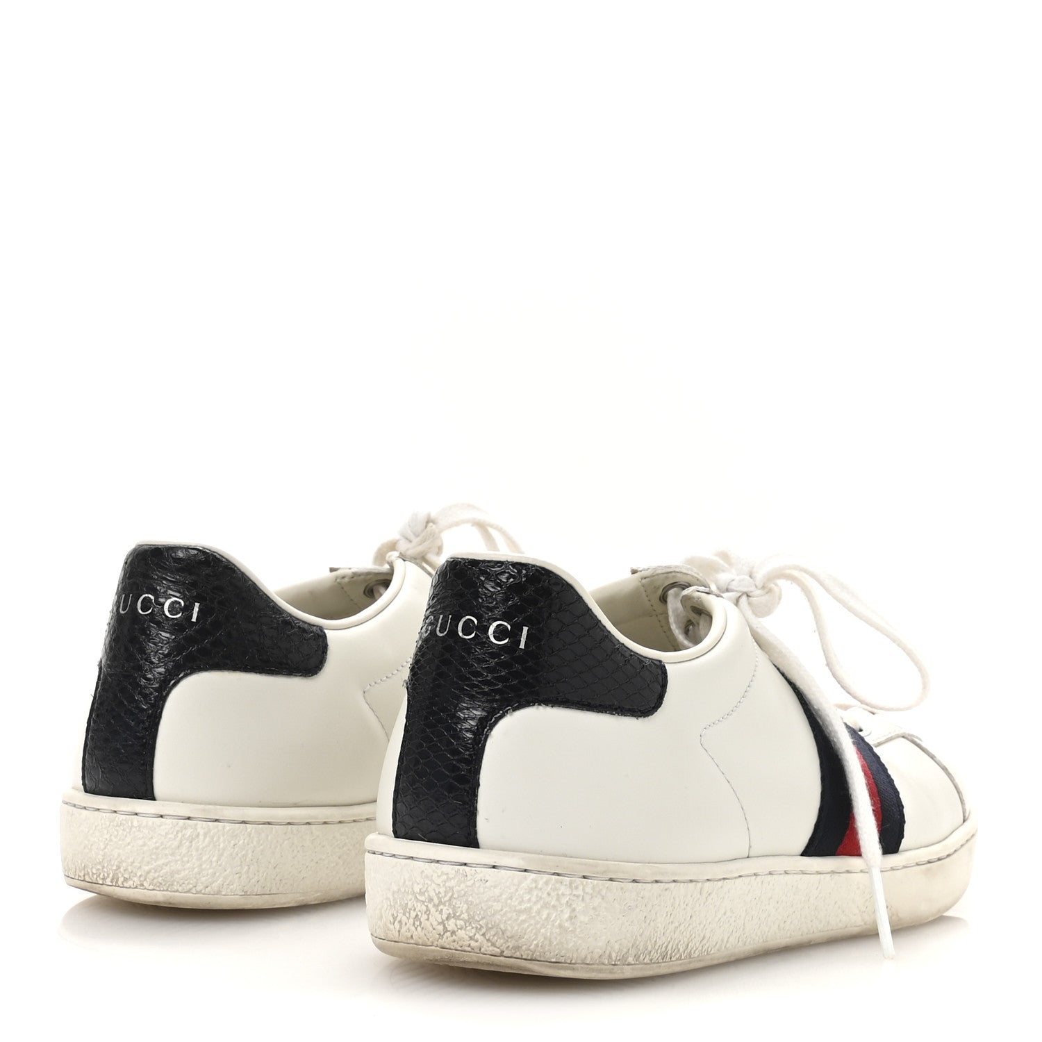 Gucci Calfskin Ayers Web Womens Ace Sneakers 37 White Blue 5 of 8