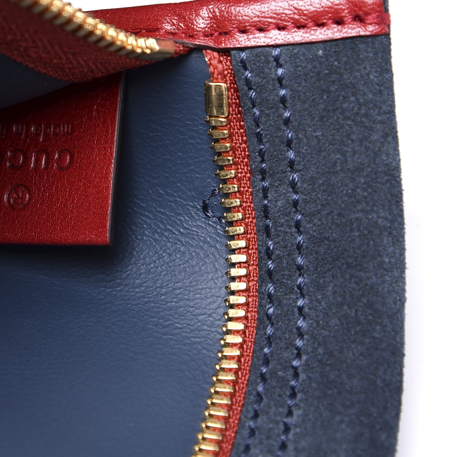 Gucci Suede Calfskin Maxi Rajah Chain Tote New Blue Romantic Cherry 12 of 13