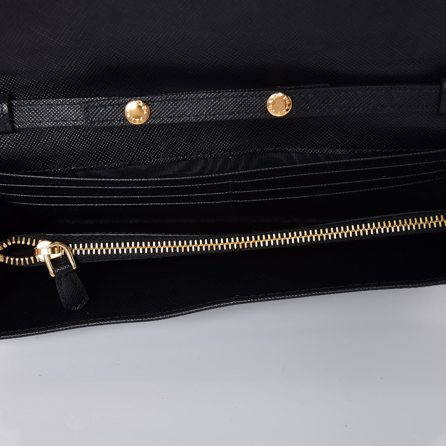 Prada Saffiano Metal Oro Chain Wallet Black 5 of 9