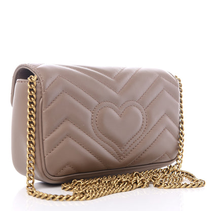 Gucci Calfskin Matelasse Super Mini GG Marmont Shoulder Bag Porcelain Rose 2 of 8